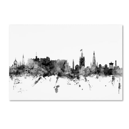 Michael Tompsett 'Edinburgh Scotland Skyline B&W' Canvas Art,30x47